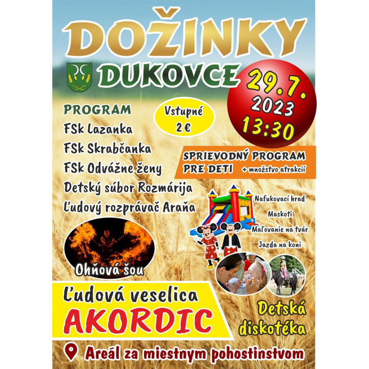 Dožinky v obci Dukovce 